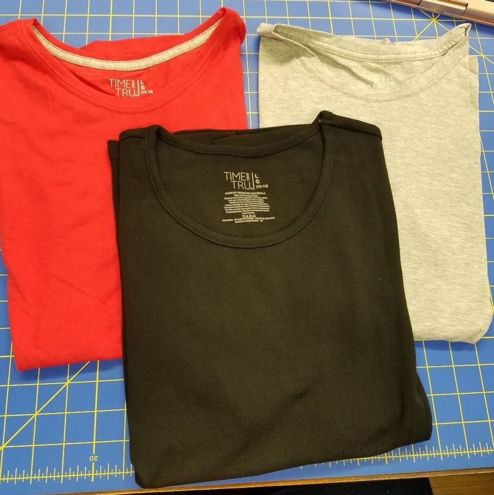 Set 3 Time & Tru Large (12-14) Black Red G…